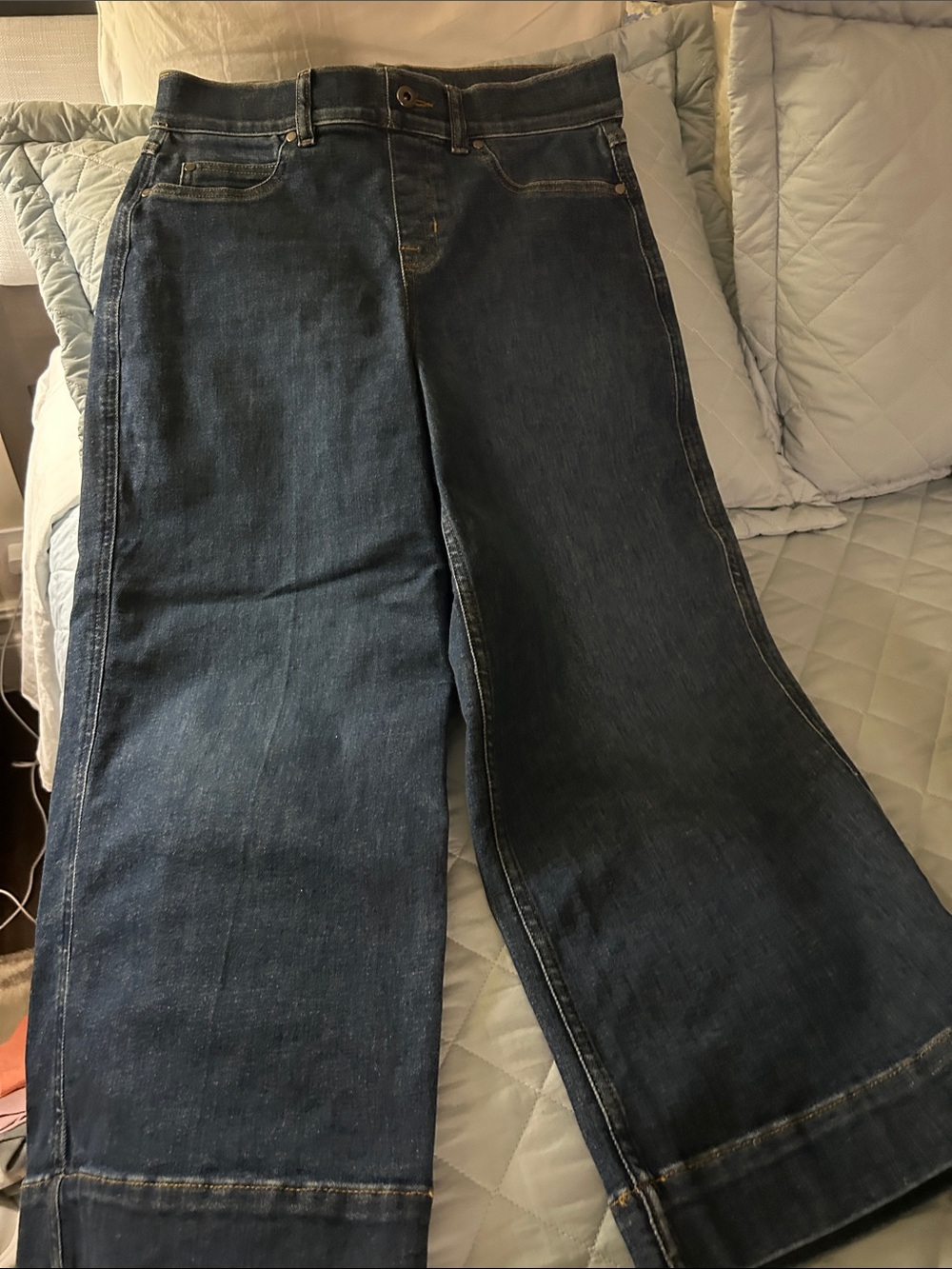 SPANX Dark Blue Wide-Leg Flare Jeans